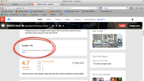 Google+ Vanity URL Feature